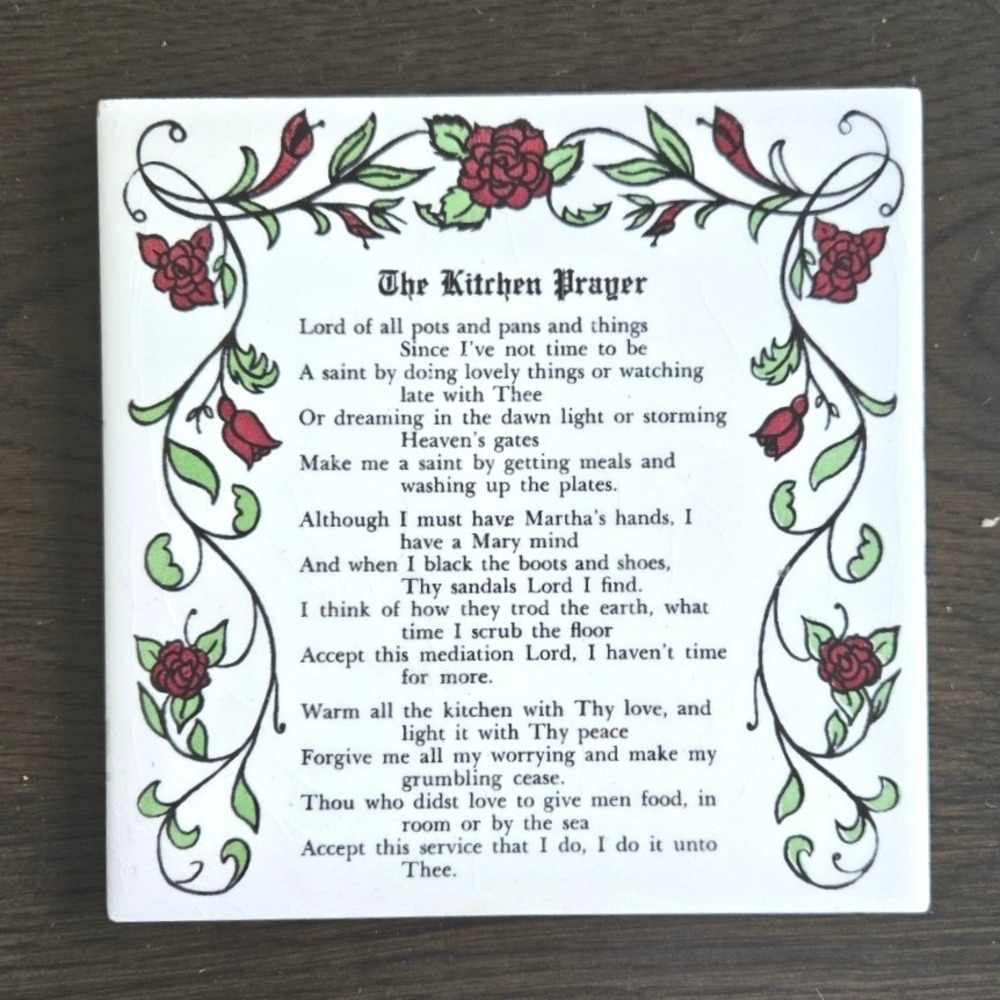 Vintage Soriano Ceramics Kitchen Prayer Trivet 6" X 6"‎ Tile
